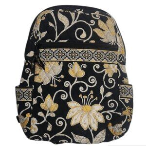 Vera Bradley Black, White & Yellow Quilted Floral Backpack s-l400.jpg main image 3